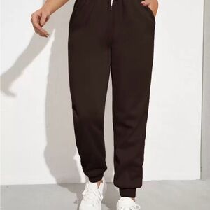 SHEIN Dark Brown Track Jogger Pants